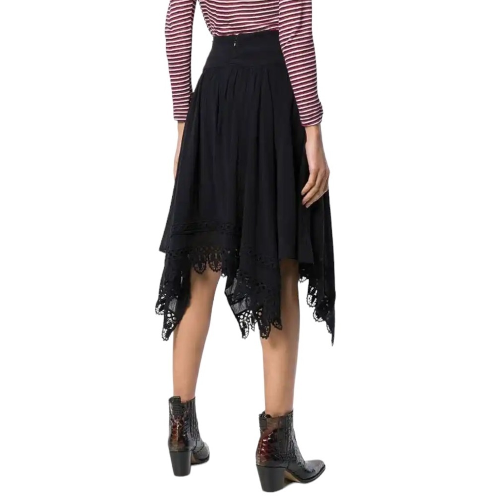 Isabel Marant Black Handkerchief-Hem Midi Skirt